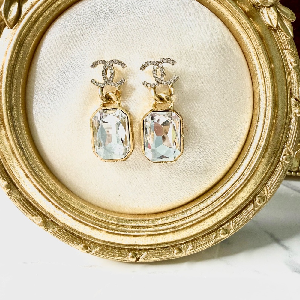 Chic Gold and Silver Crystal Earrings